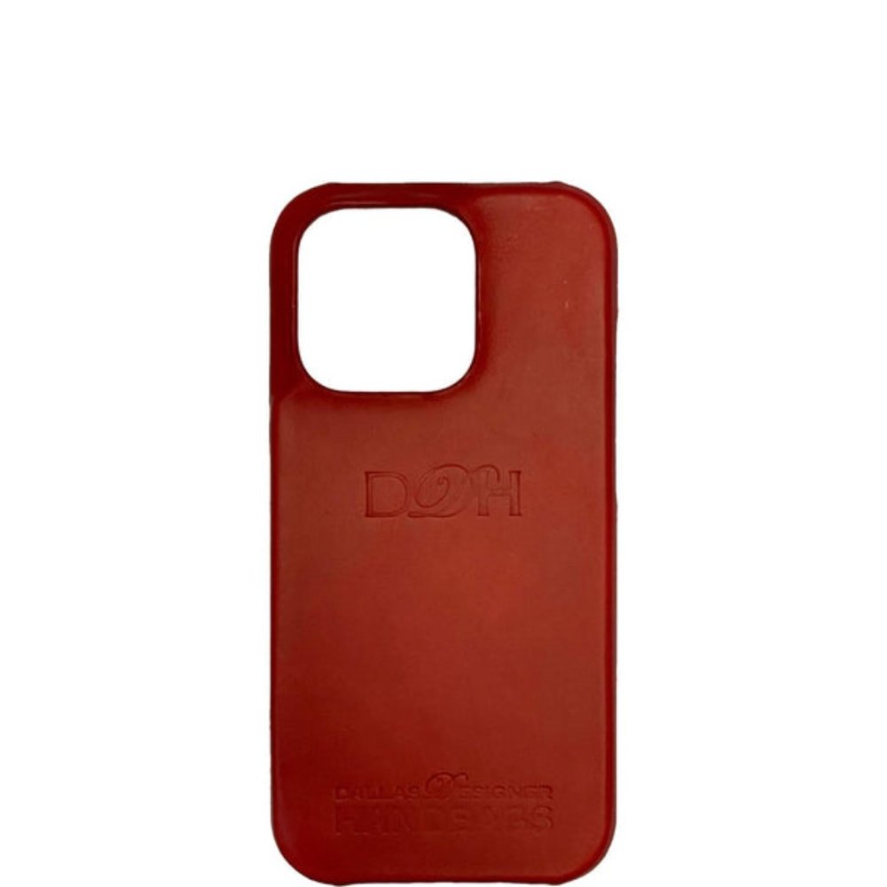 DALLAS DESIGNER HANDBAGS  Leather iPhone 15 Pro MagSafe Phone Case Reddish Brown